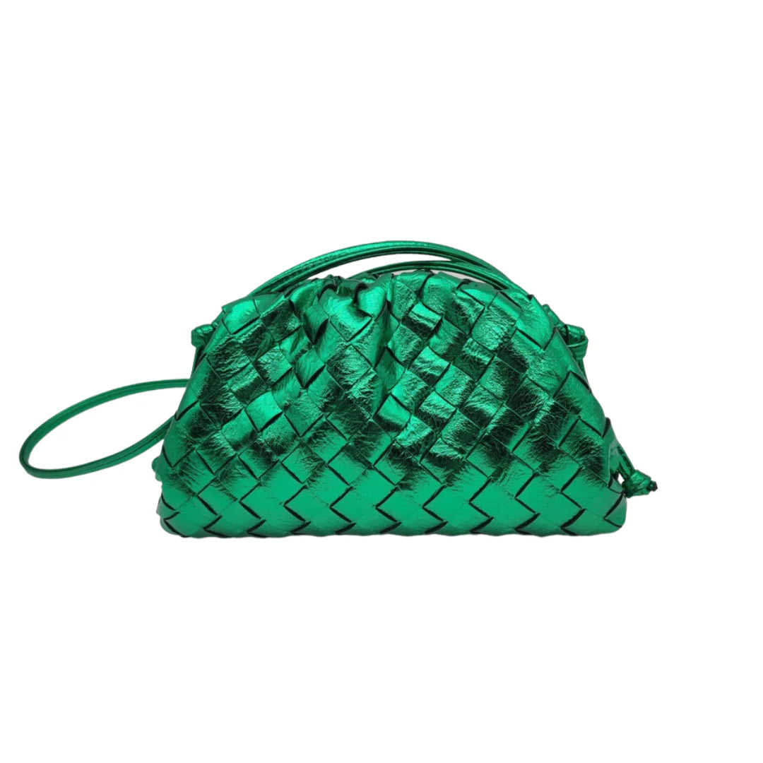 Green metalic pouch bag
