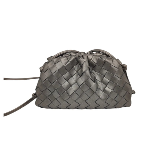 Shiny gray pouch bag
